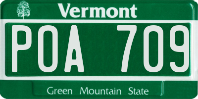 VT license plate POA709