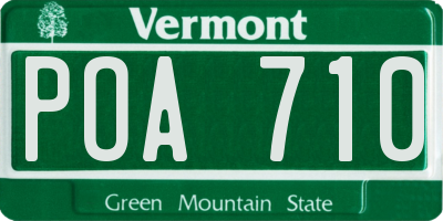 VT license plate POA710