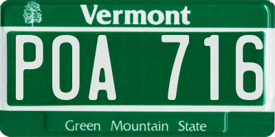 VT license plate POA716