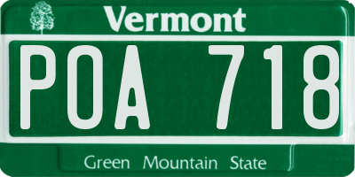 VT license plate POA718