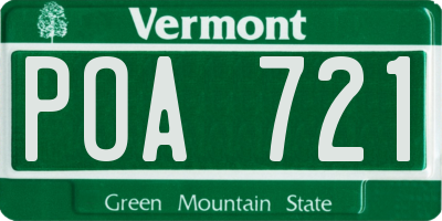 VT license plate POA721