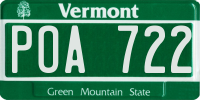 VT license plate POA722