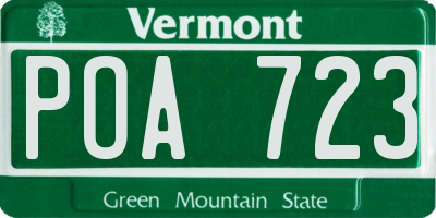 VT license plate POA723