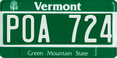 VT license plate POA724