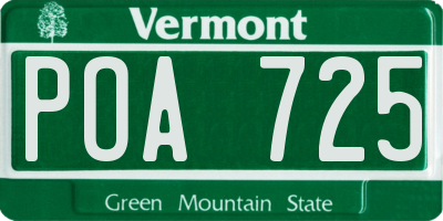 VT license plate POA725