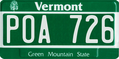 VT license plate POA726