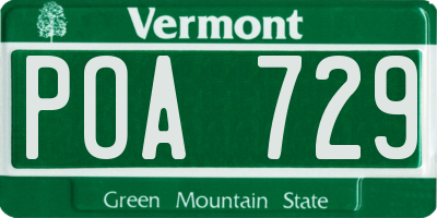 VT license plate POA729