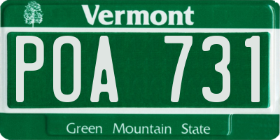 VT license plate POA731