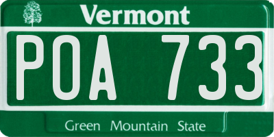 VT license plate POA733
