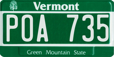 VT license plate POA735