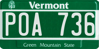 VT license plate POA736