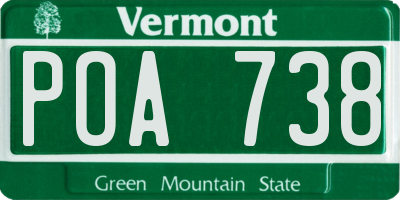 VT license plate POA738