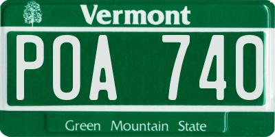 VT license plate POA740
