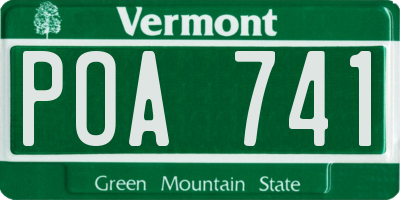 VT license plate POA741