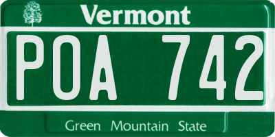 VT license plate POA742