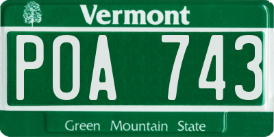 VT license plate POA743