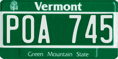 VT license plate POA745