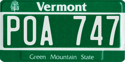 VT license plate POA747
