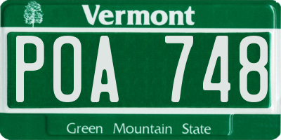 VT license plate POA748