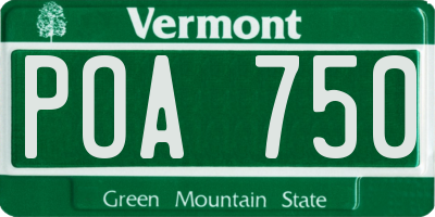 VT license plate POA750