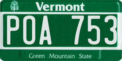 VT license plate POA753