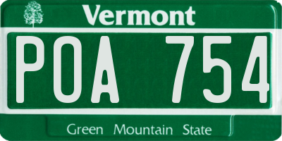 VT license plate POA754