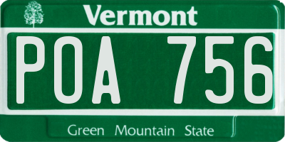 VT license plate POA756
