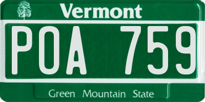 VT license plate POA759