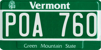 VT license plate POA760