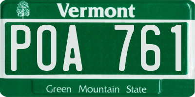 VT license plate POA761