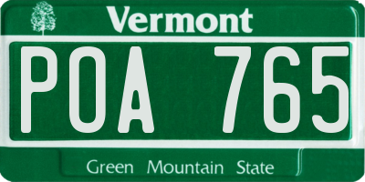 VT license plate POA765