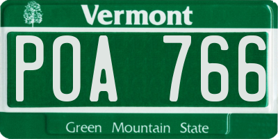 VT license plate POA766