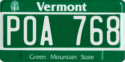 VT license plate POA768