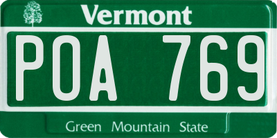 VT license plate POA769