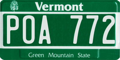 VT license plate POA772