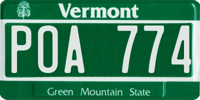 VT license plate POA774