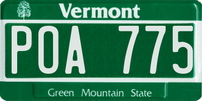 VT license plate POA775