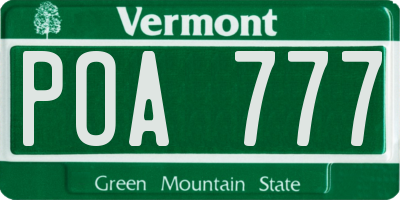 VT license plate POA777