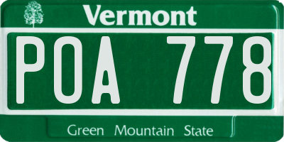VT license plate POA778