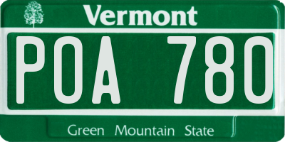 VT license plate POA780