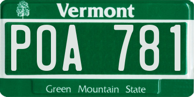 VT license plate POA781