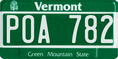 VT license plate POA782