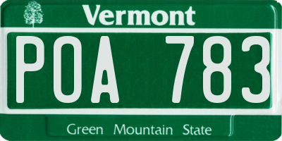 VT license plate POA783