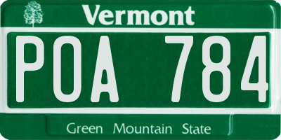 VT license plate POA784