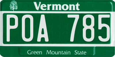 VT license plate POA785