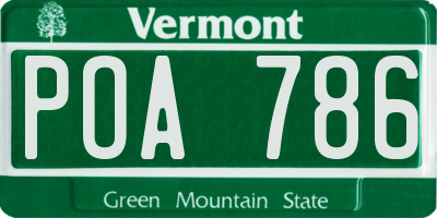 VT license plate POA786