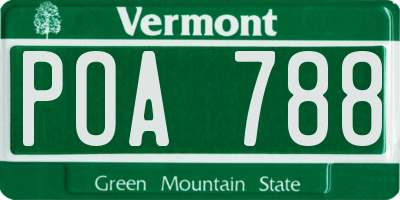 VT license plate POA788