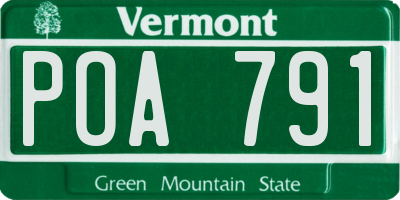 VT license plate POA791