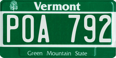 VT license plate POA792