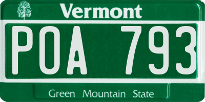VT license plate POA793
